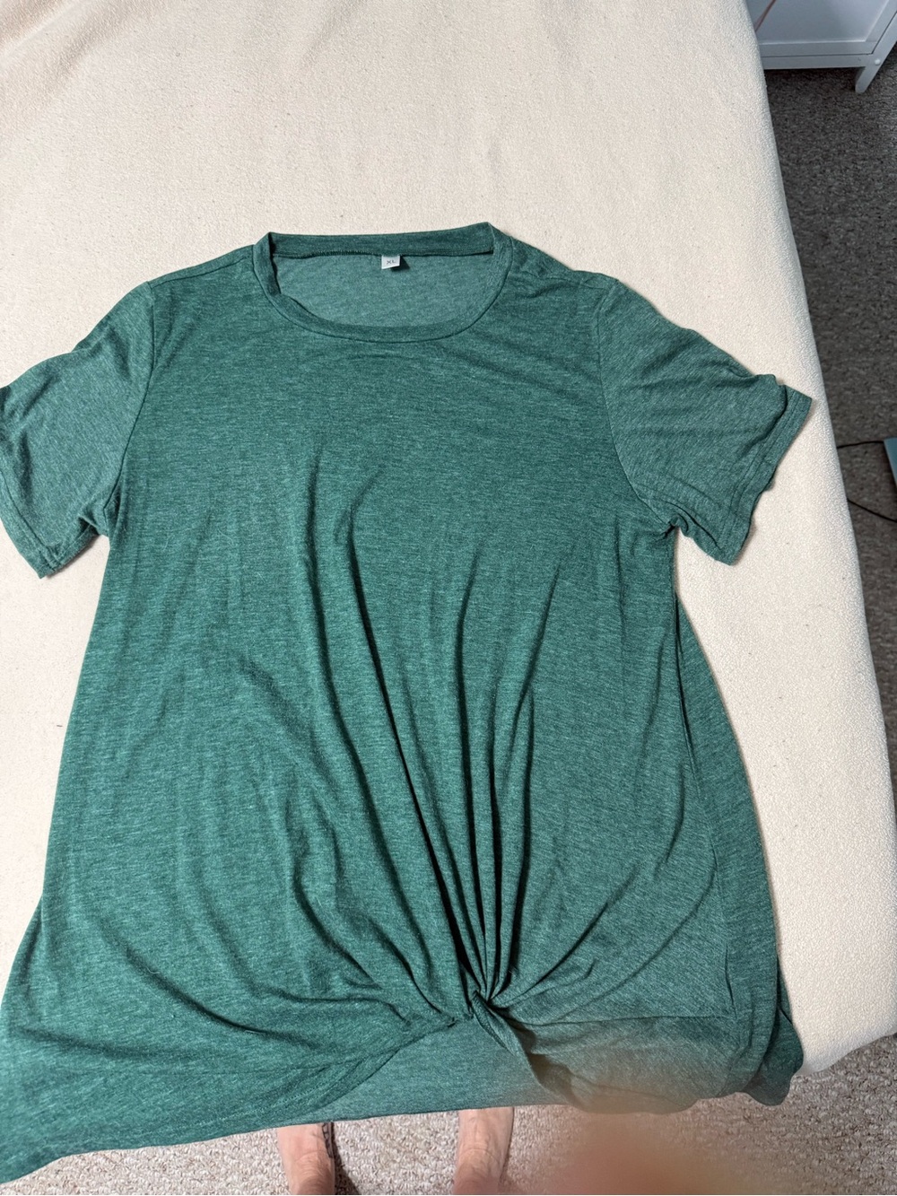 Everyday Twist-Front Short Sleeve Tee in Heather Green
